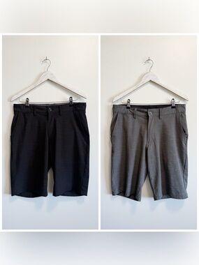 Lot of 2 BURNSIDE Men’s 32 Gray Black Hybrid Shorts